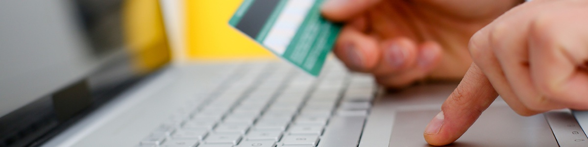 a person making an online purchase using their debit/credit card