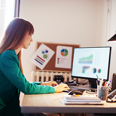 IMAGE: Woman reviewing report on computer